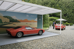 48 / Orange takes over the scrutineering . Lamborghini - Miura P400 (1967 ) by Bertone. Entrant Barry Fitzgerald (AU)
