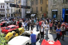 After the sealiing at the Piazza dello Loggia , cars enter Via X Giornate - 1000 Miglia Village for the exhibtion.