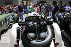 Mercedes Benz sstand at the MIlle Miglia town with famous SSK models