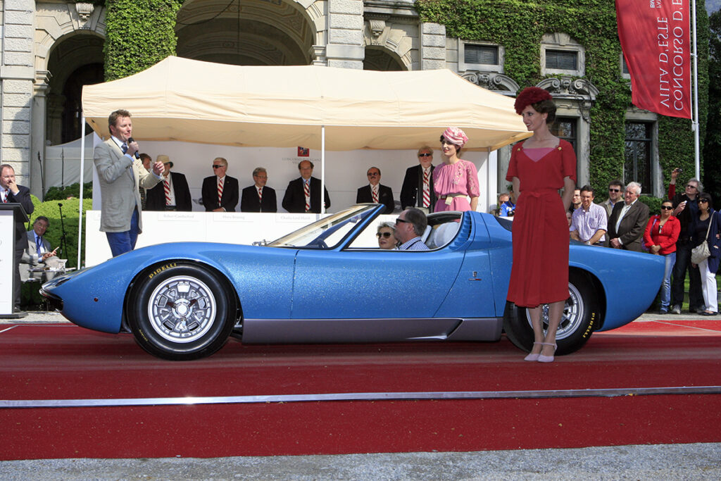 Entrant 76 -Lamborghini Miura Roadster by Bertone - 1968 at Villa Erba / Class F Post-War Closed Sports Cars ©photoLeonBeenen